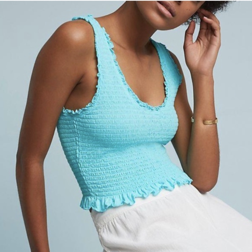 Anthropology Floreat Smocked Top